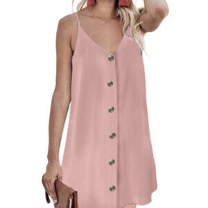 Boutique Pale Pink Button Down Skater Mini Dress